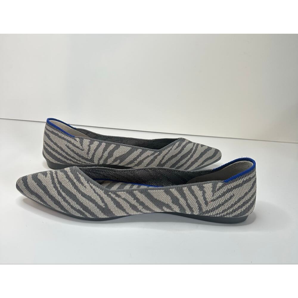 Rothys Shoes Womens 7.5 The Point Ballet Flats Grey Zebra Print Comfort Low Top - Picture 8 of 10